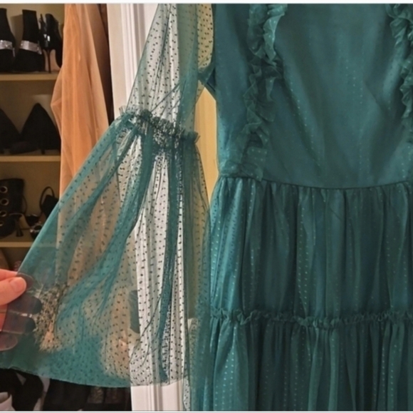 Elegant Teal Long-Sleeve Dress - Picture 2 of 5